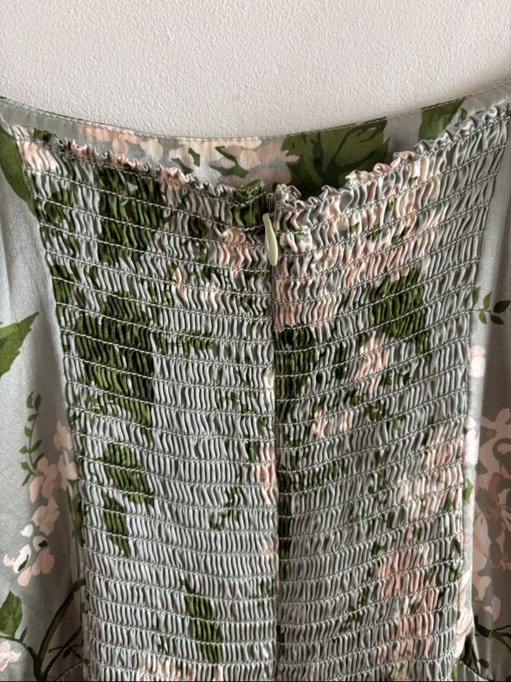 Reformation• 100% silk - sage green maxi dress with creamy white flowers. - Picture 5 of 7